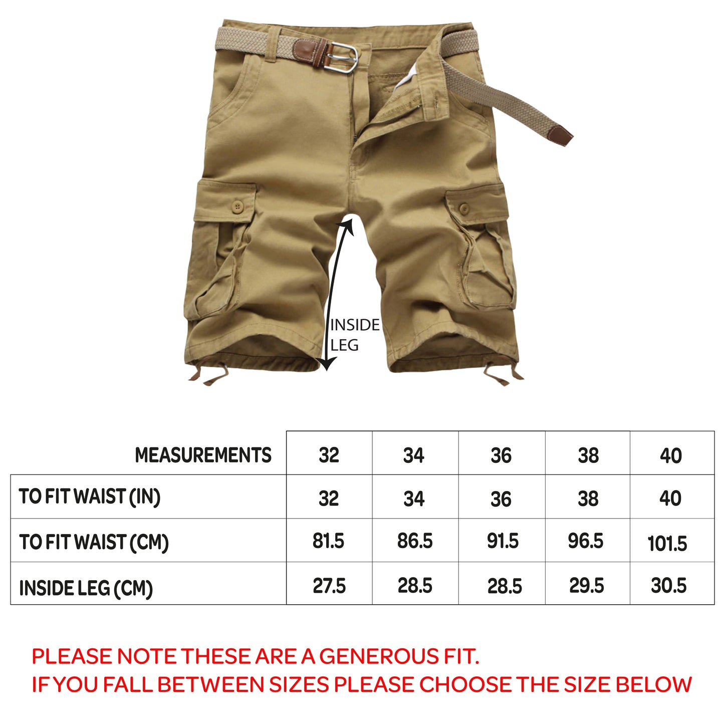 Men's Cargo Shorts - Beige