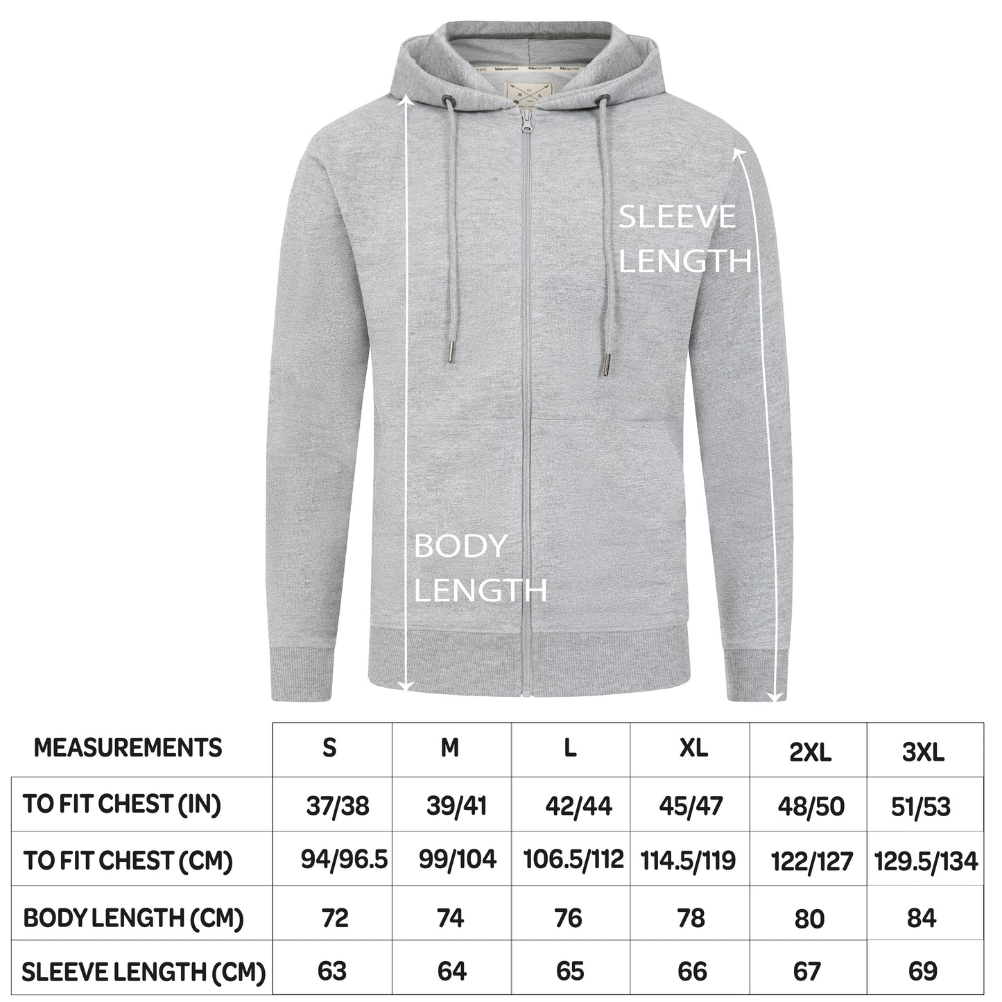Men's Full Zip Midweight Hoodie - Charcoal