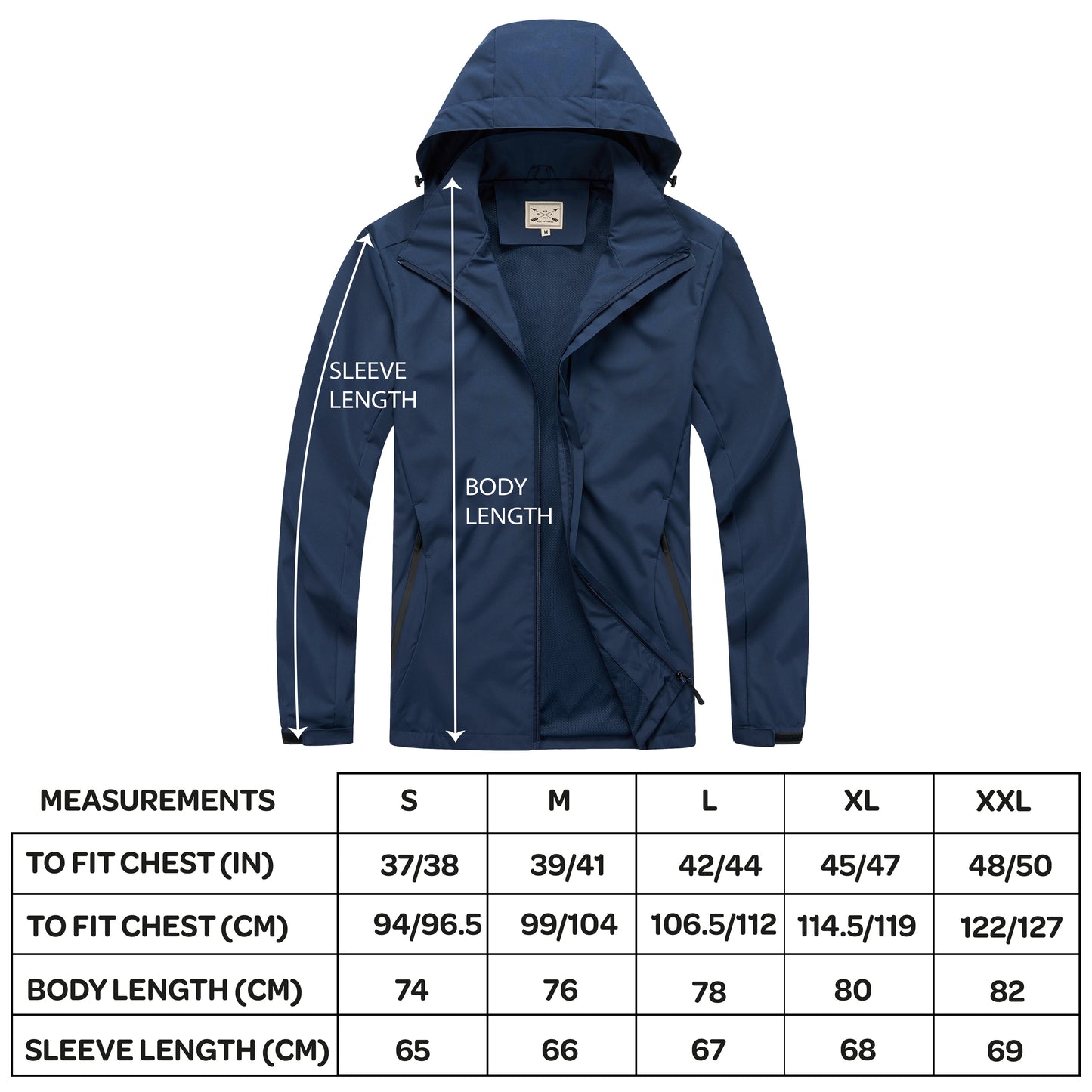 Men's Mesh Lined Rain Jacket - Black