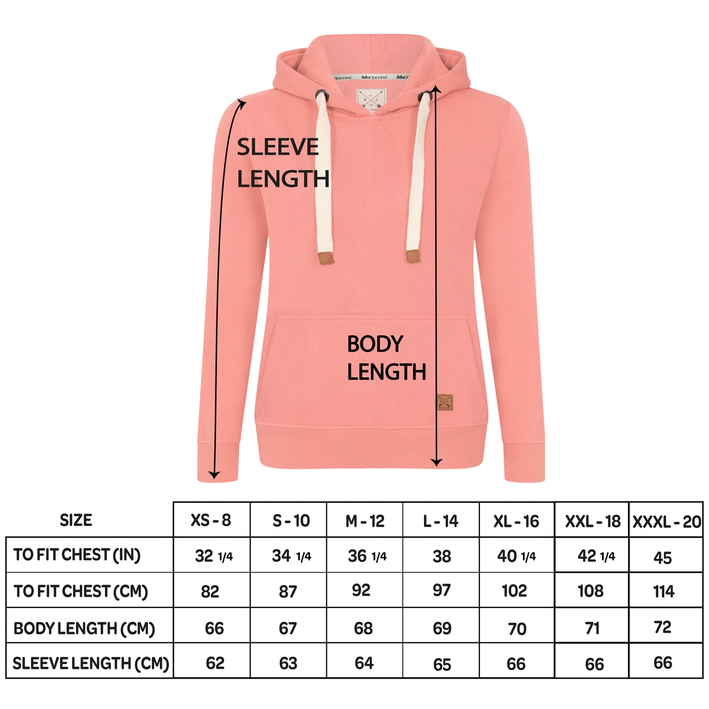 Ladies Fleece Lined Overhead Hoodie - Navy