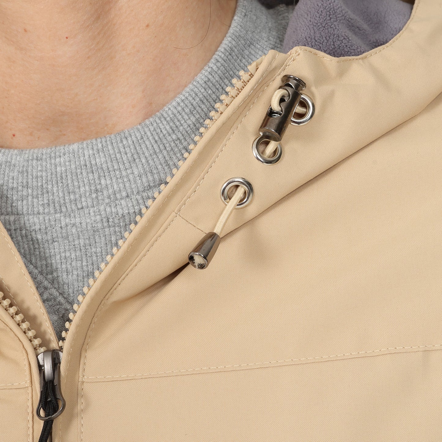 Ladies Fleece Lined Rain Jacket - Beige - Blu Apparel