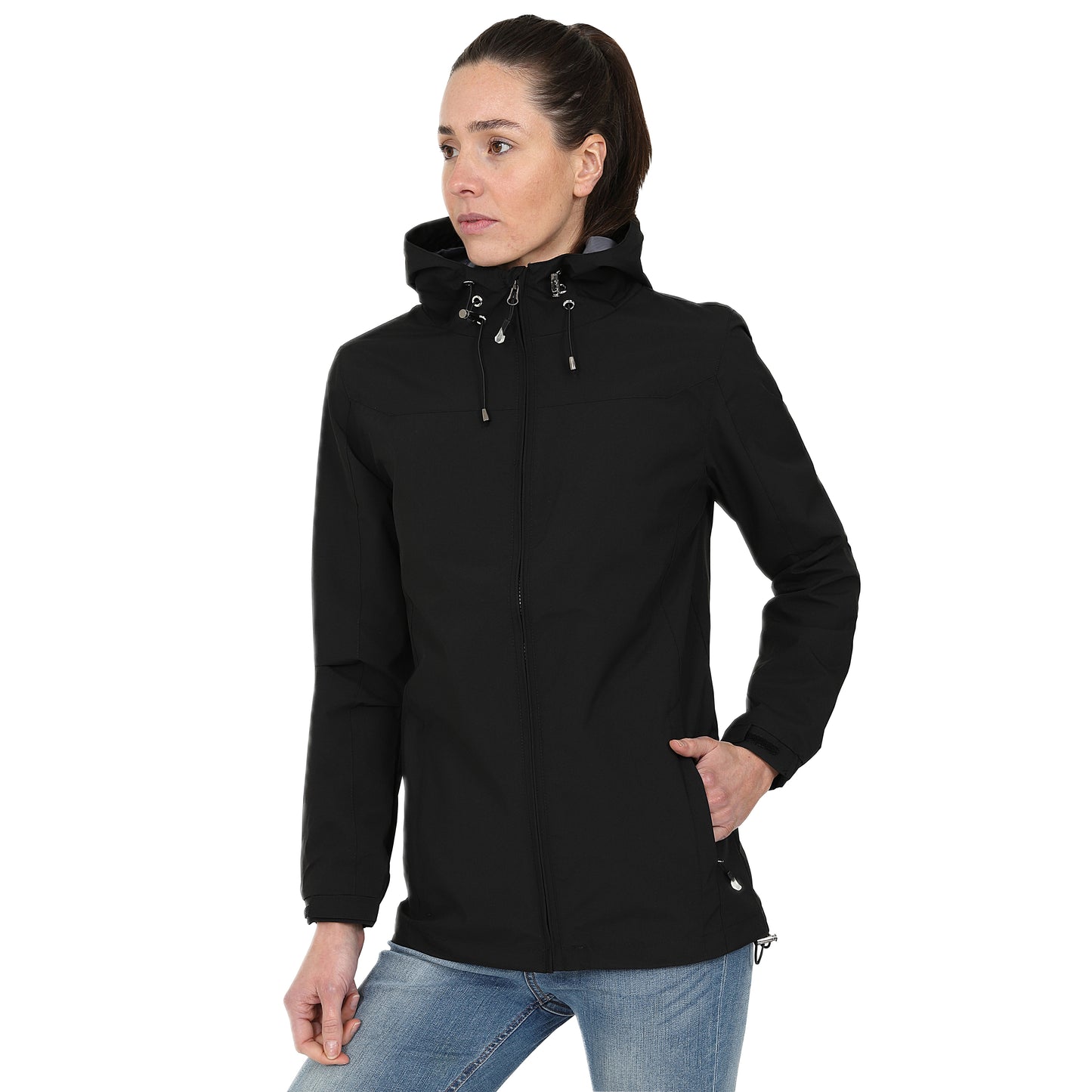 Ladies Waterproof Rain Jacket - Black