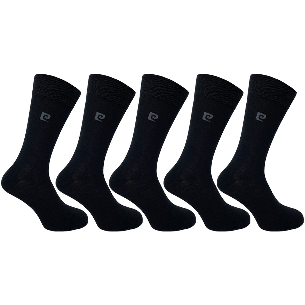 Pierre Cardin 5 Pack Socks - Black Mixed Footbed