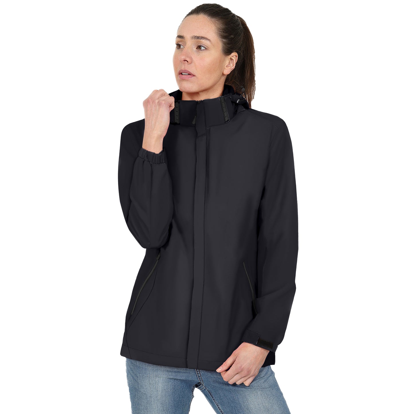 Ladies Mesh Lined Rain Jacket - Black
