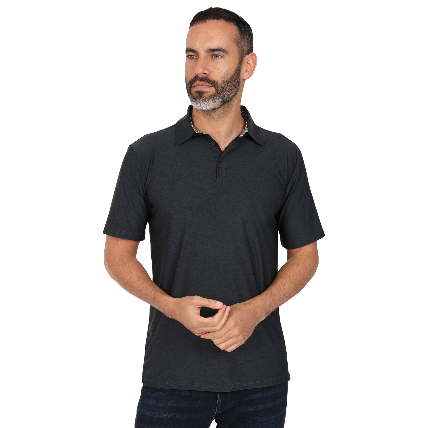 Men's Dry Fit Golf Polo - Black Marl
