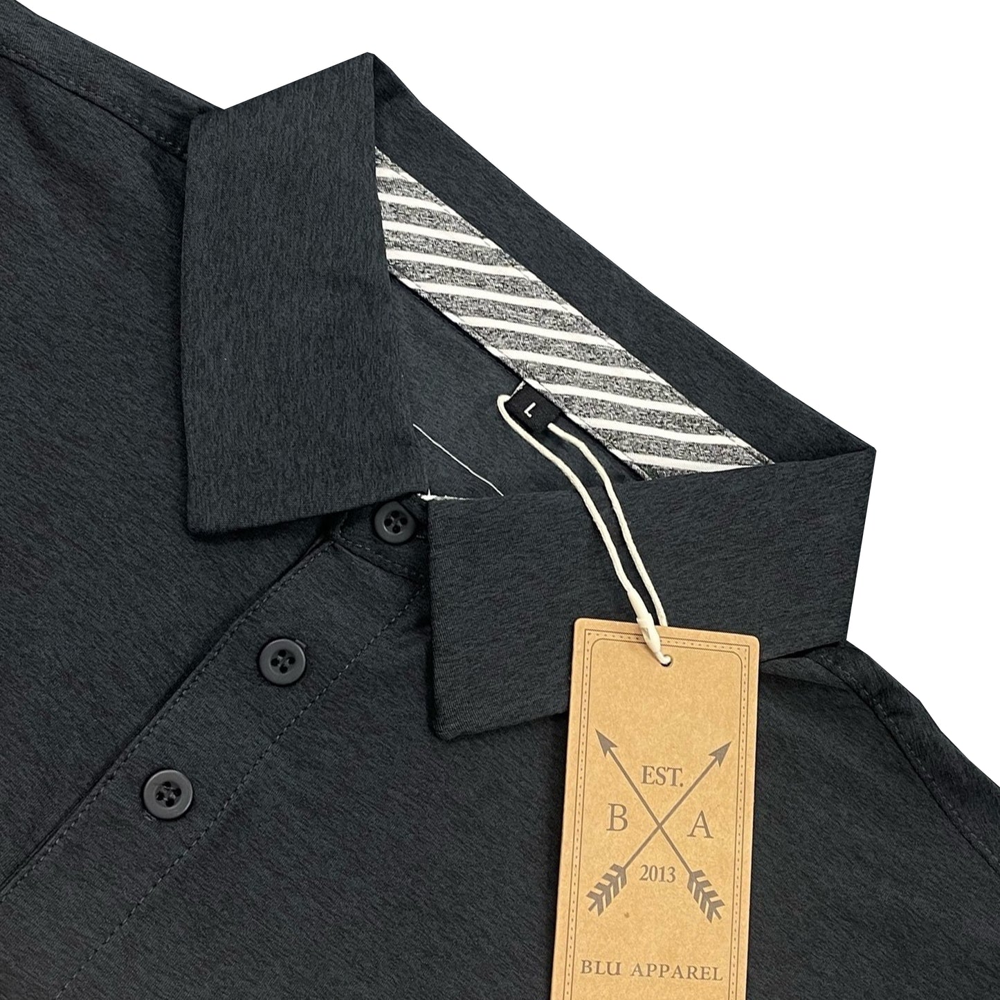 Men's Dry Fit Golf Polo - 2 Pack Black & Navy Marl