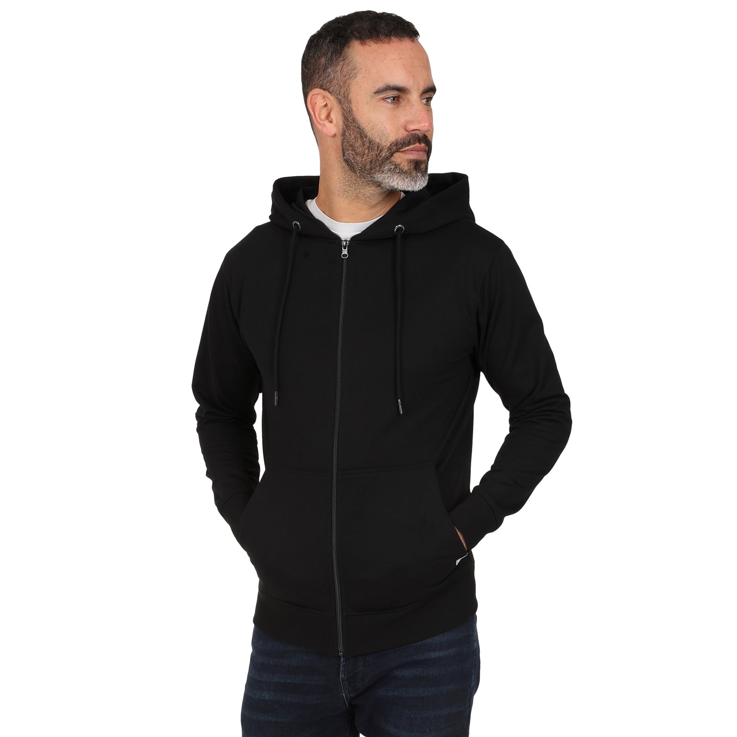 Men's Full Zip Midweight Hoodie - Black