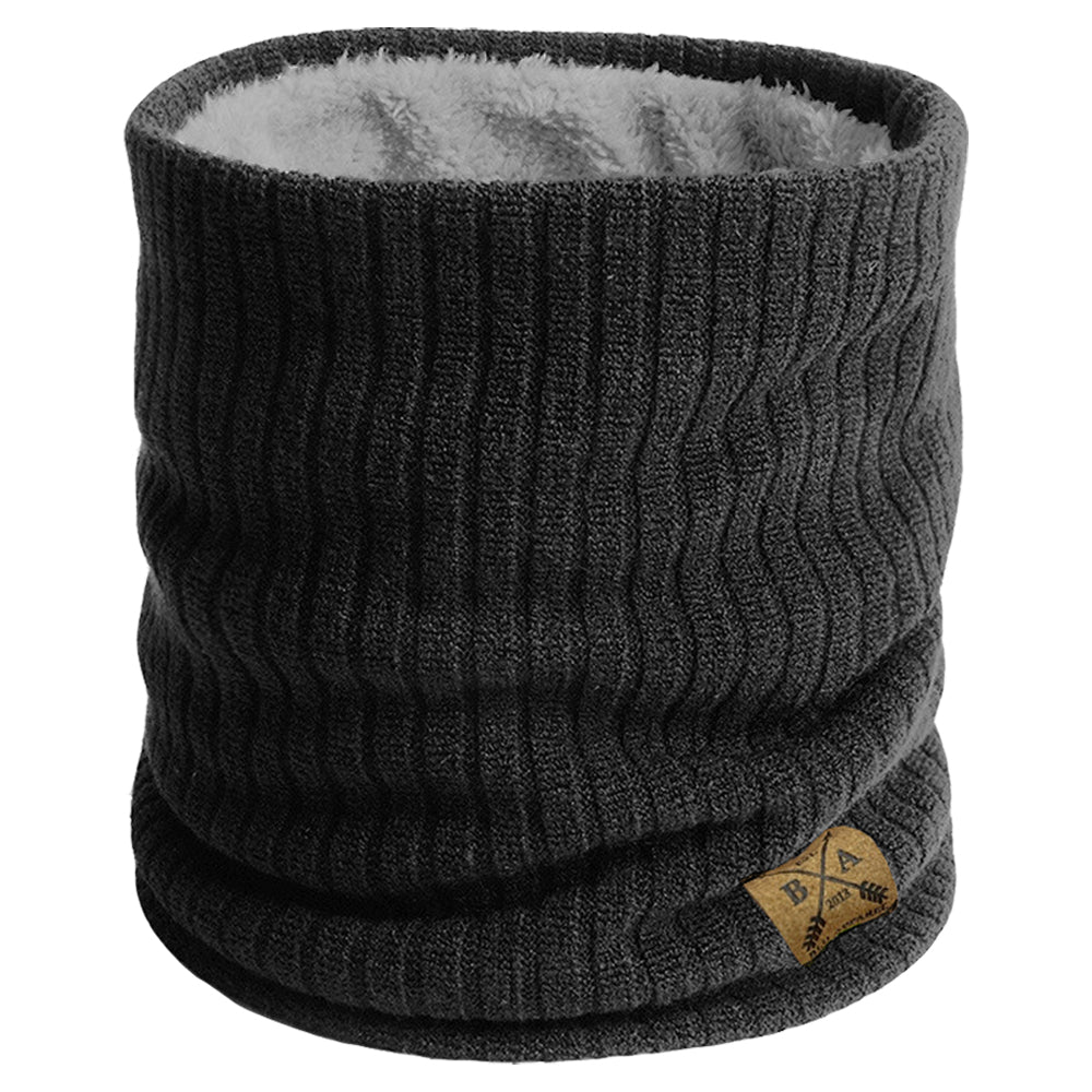 Ribbed Neck Warmer with Fleece Lining  - Grey