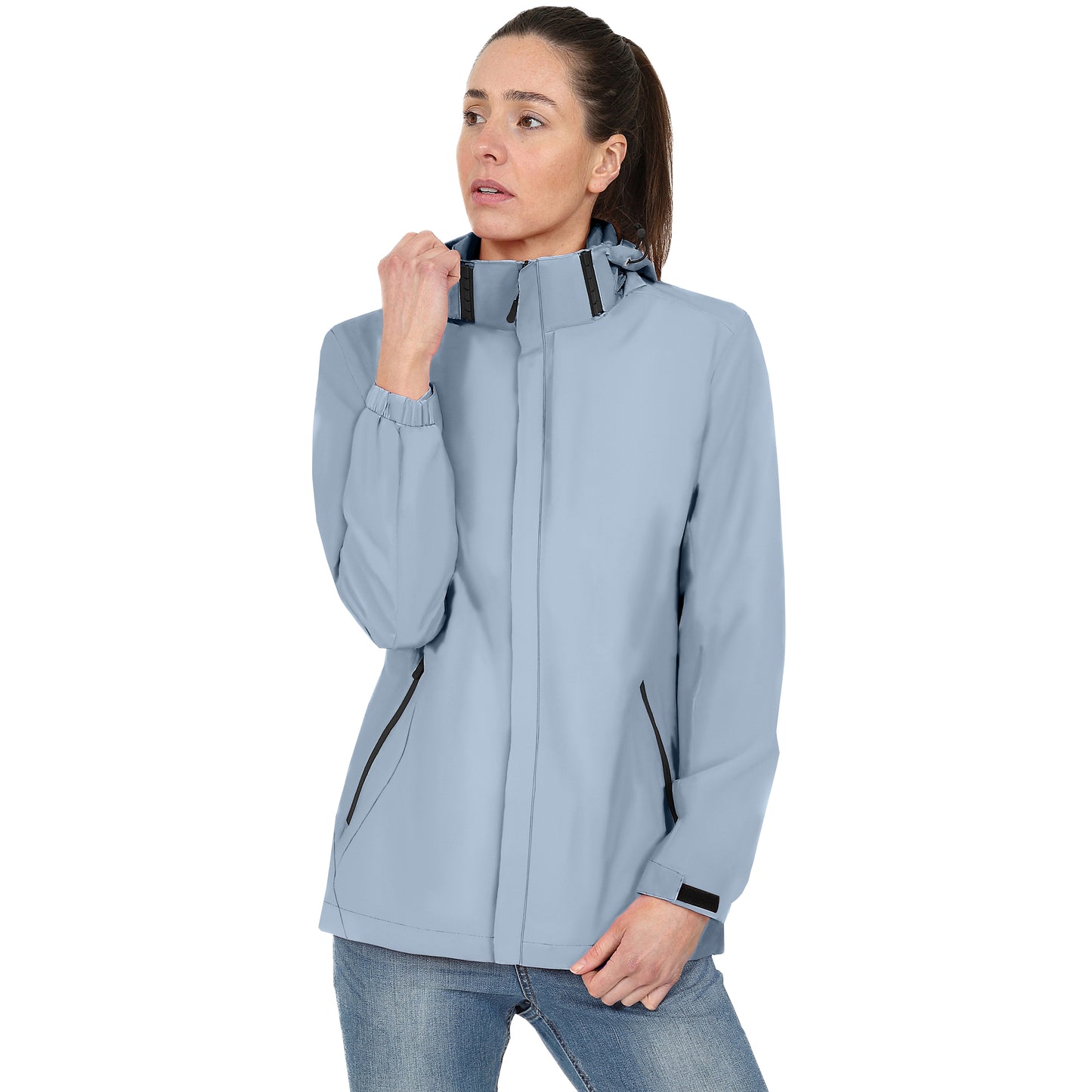 Ladies Mesh Lined Rain Jacket - Smokey Blue