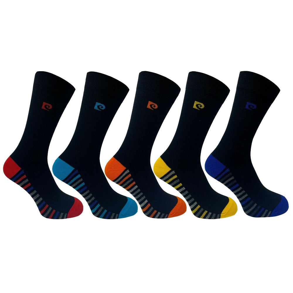 Pierre Cardin 5 Pack Socks - Black Mixed Footbed