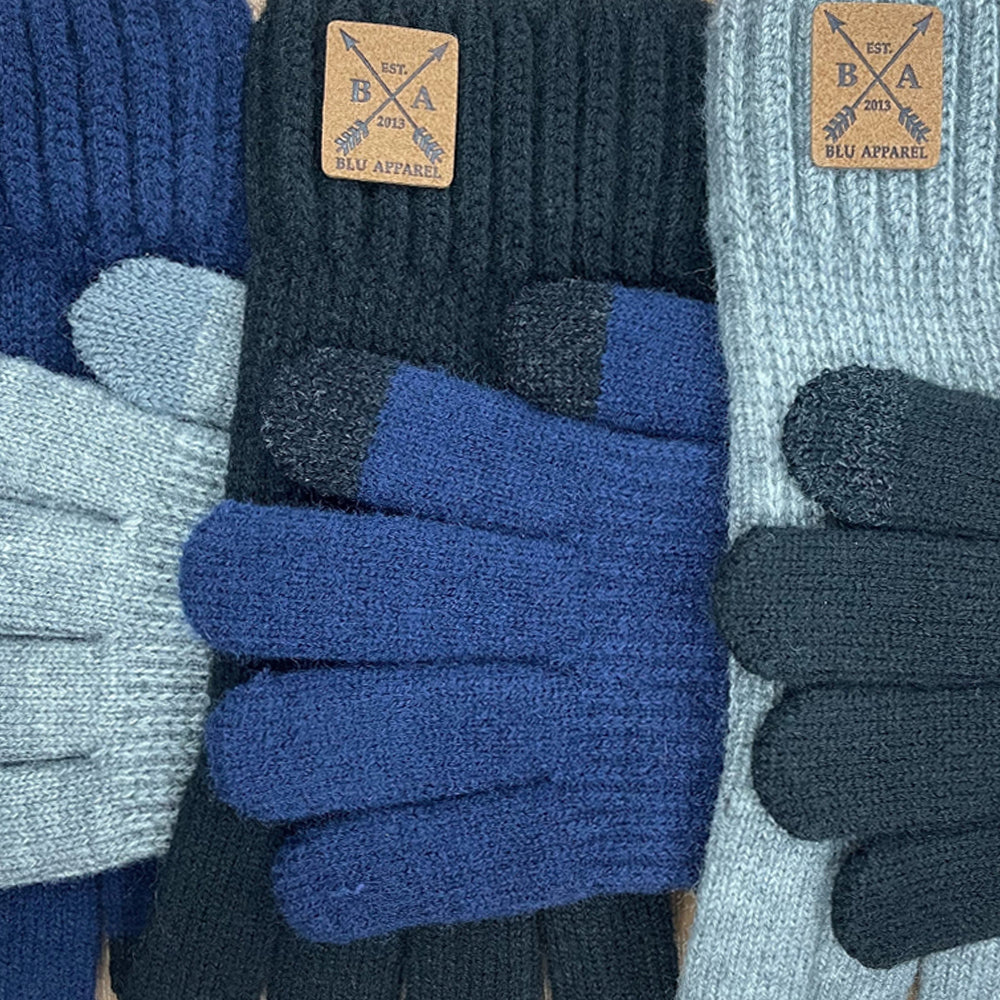 Touch Screen Thermal Knitted Gloves - Navy
