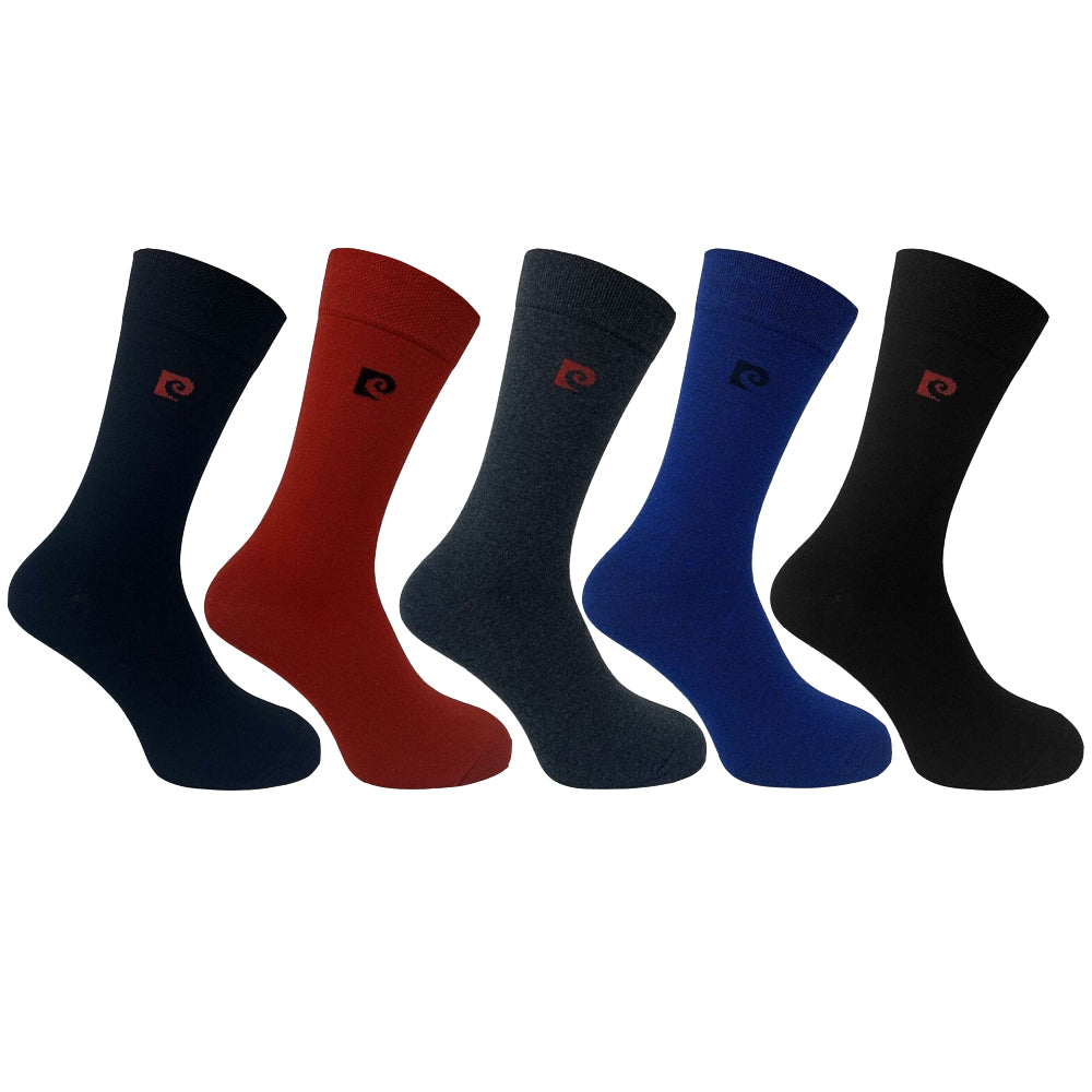 Pierre Cardin 5 Pack Socks - Black Mixed Footbed