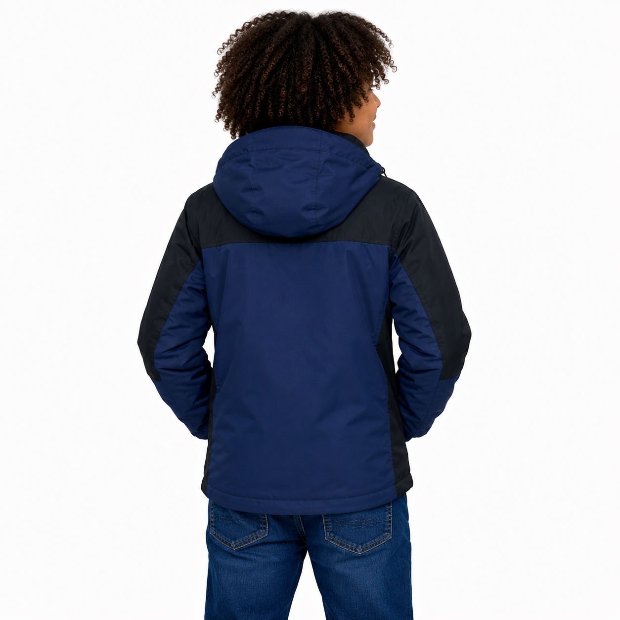 Kids Contrast Panel Rain Jacket - Navy