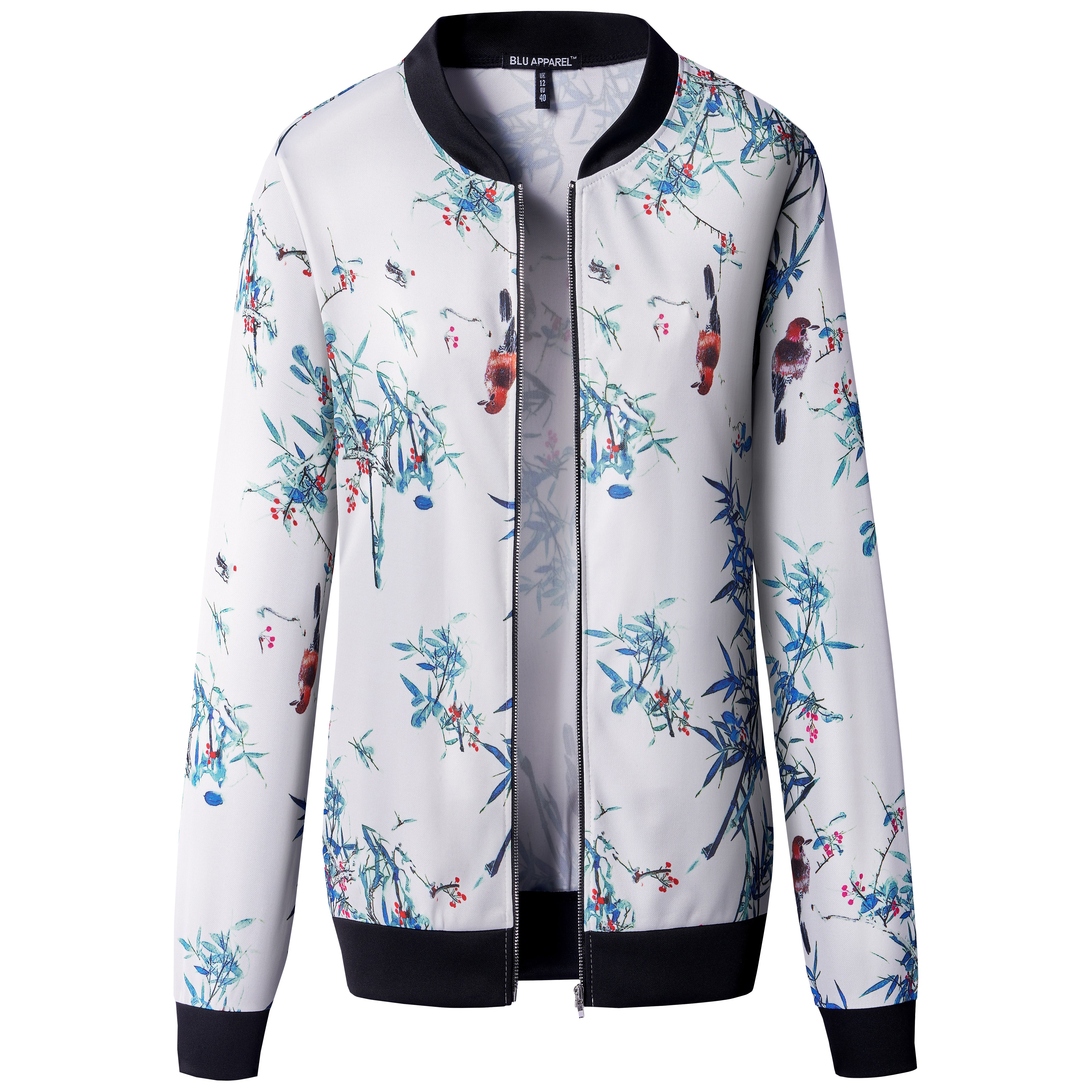 Ladies Floral Bomber Jacket – Blu Apparel - Main Image