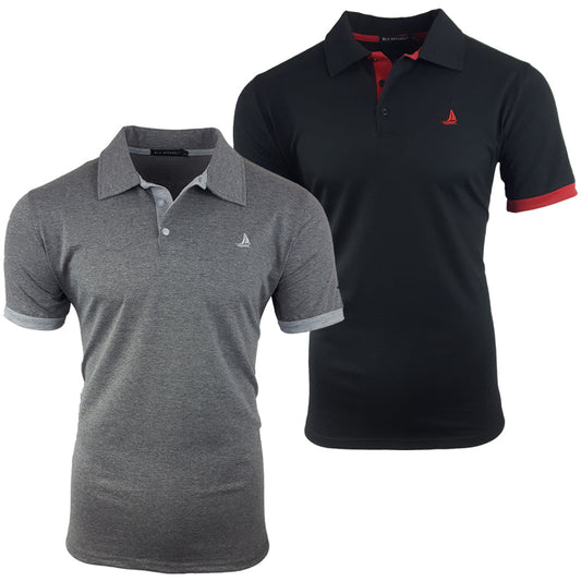 Men's 2 Pack Short Sleeve Polos - Black / Grey