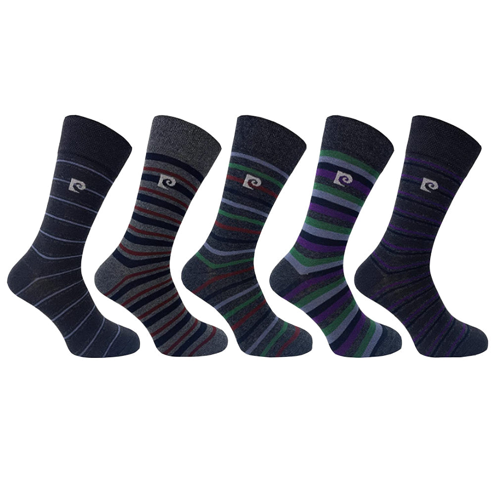 Pierre Cardin 5 Pack Socks - Black Mixed Footbed