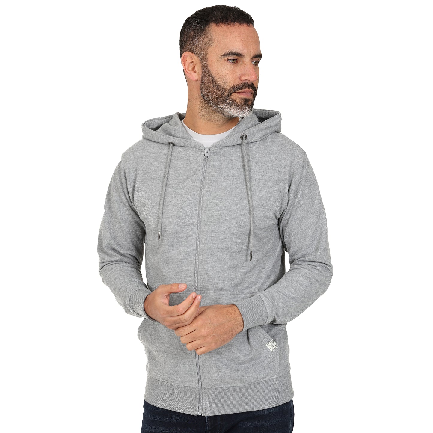 Men's Full Zip Midweight Hoodie - Grey