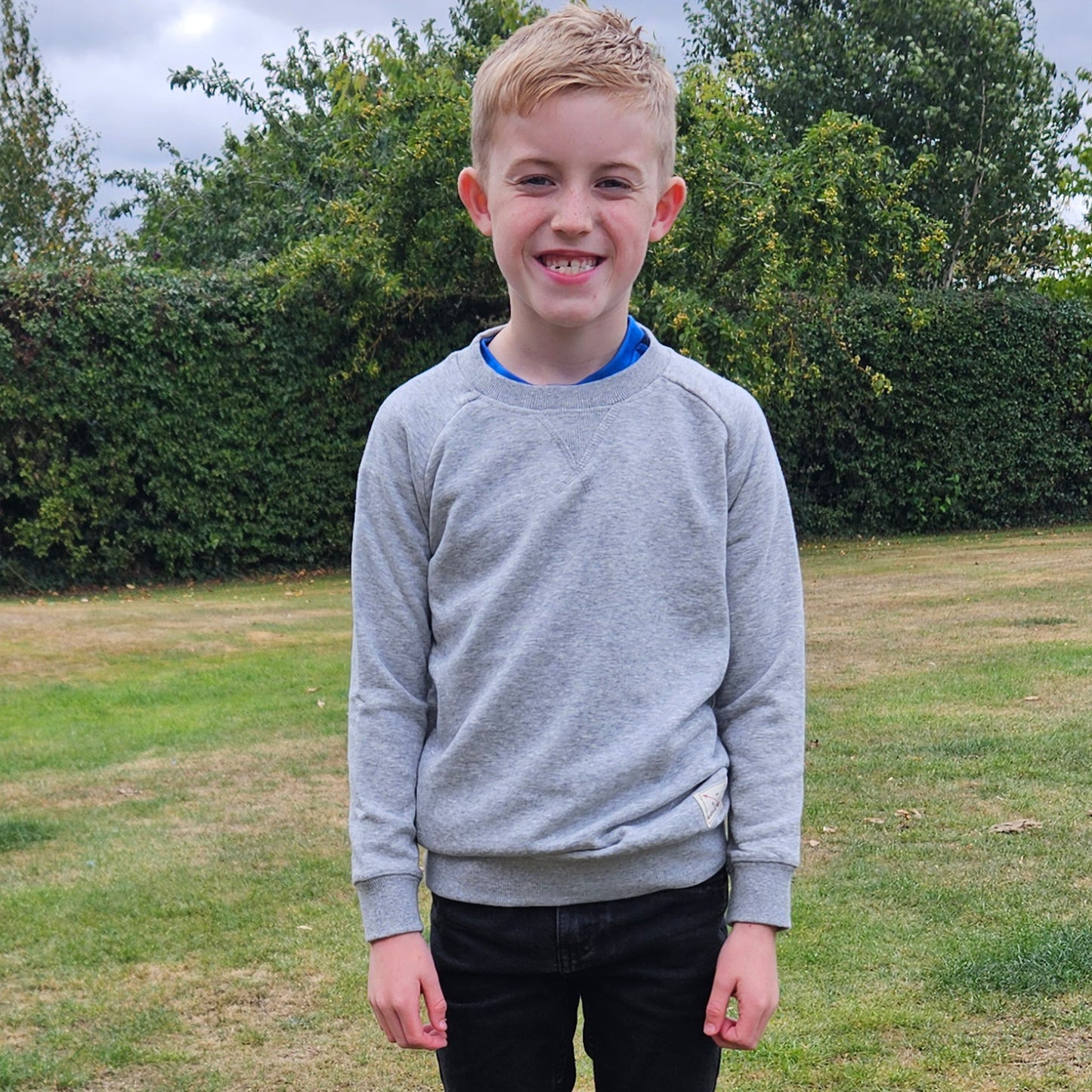 Kids Premium Crew Neck Sweater - Grey Marl