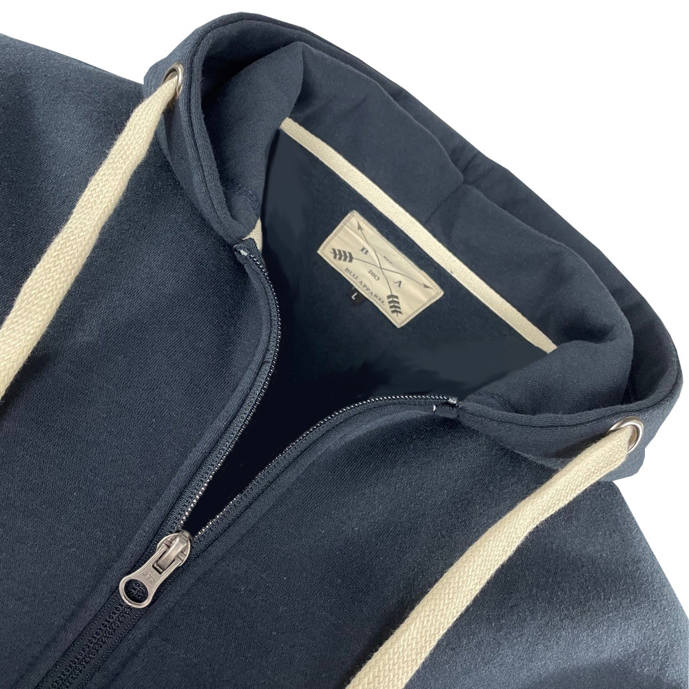 Men's Full Zip Fleece Hoodie - Navy