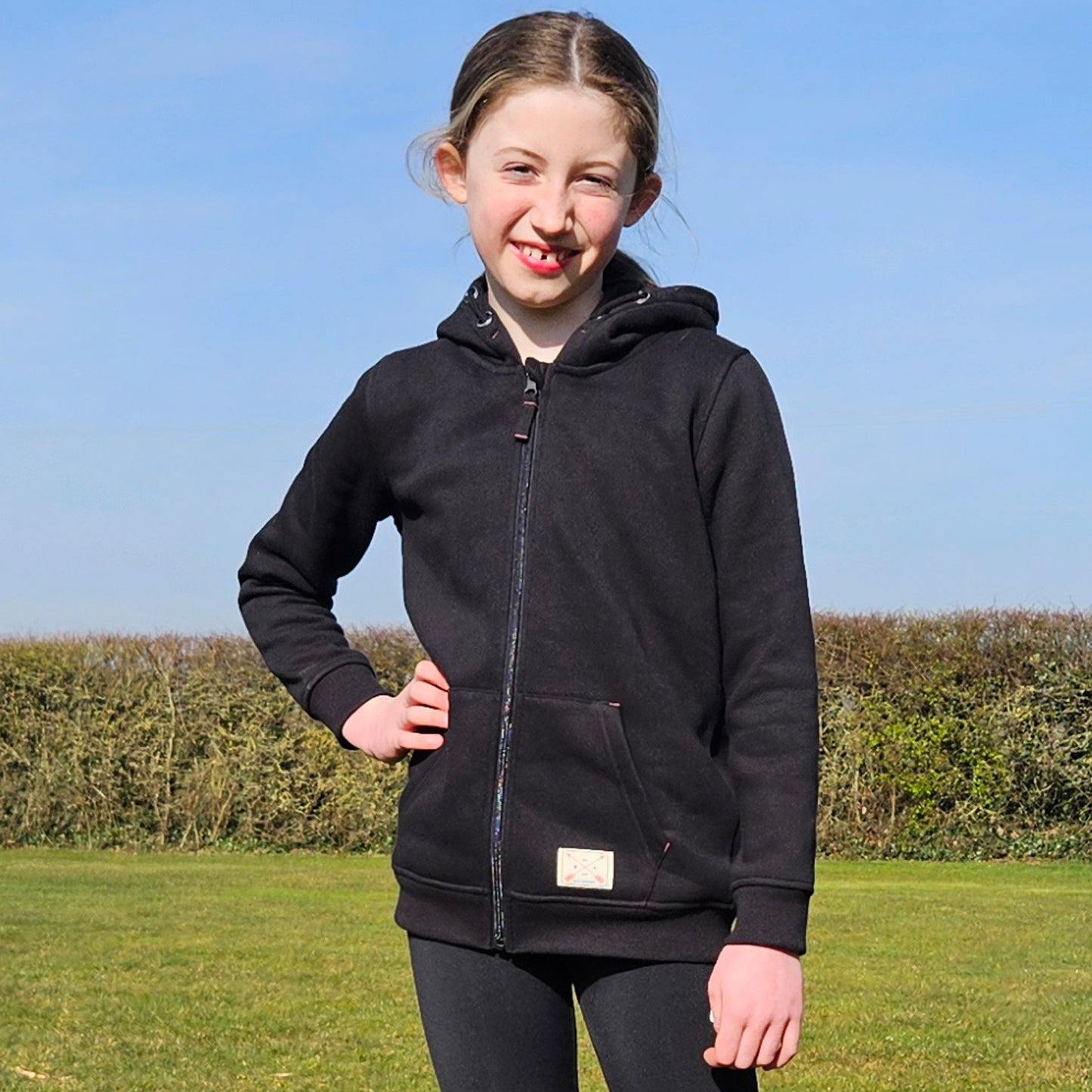 Kids Full Zip Fleece Lined Hoodie - Black