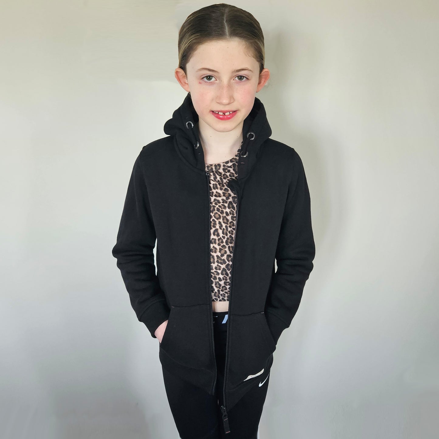 Kids Full Zip Fleece Lined Hoodie - Black