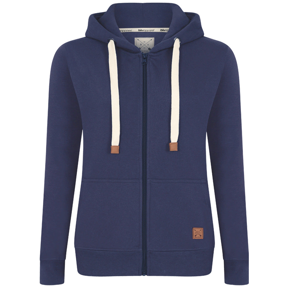 Ladies Fleece Lined Full Zip Hoodie - Navy