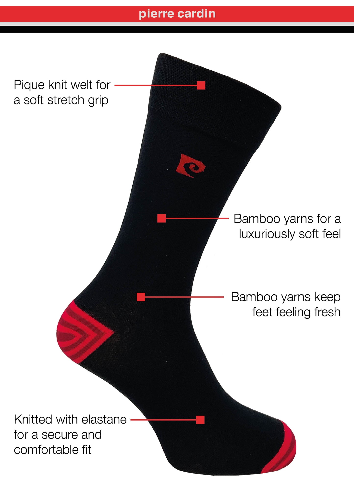 Pierre Cardin 5 Pack Bamboo Socks - Spot & Stripe