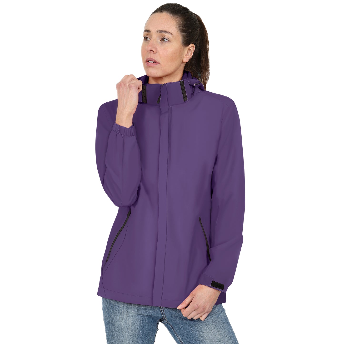 Ladies Mesh Lined Rain Jacket - Purple