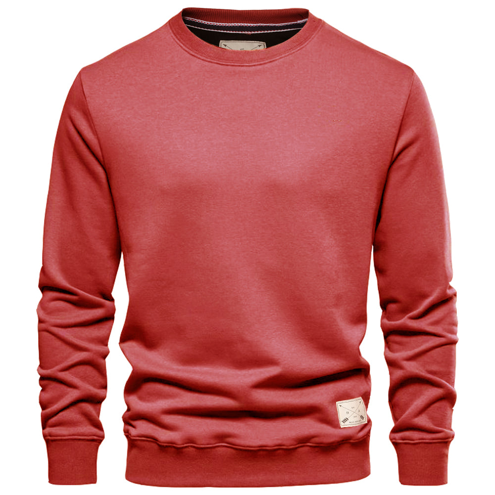 Men's Premium Cotton Crew Neck Sweater - Rust