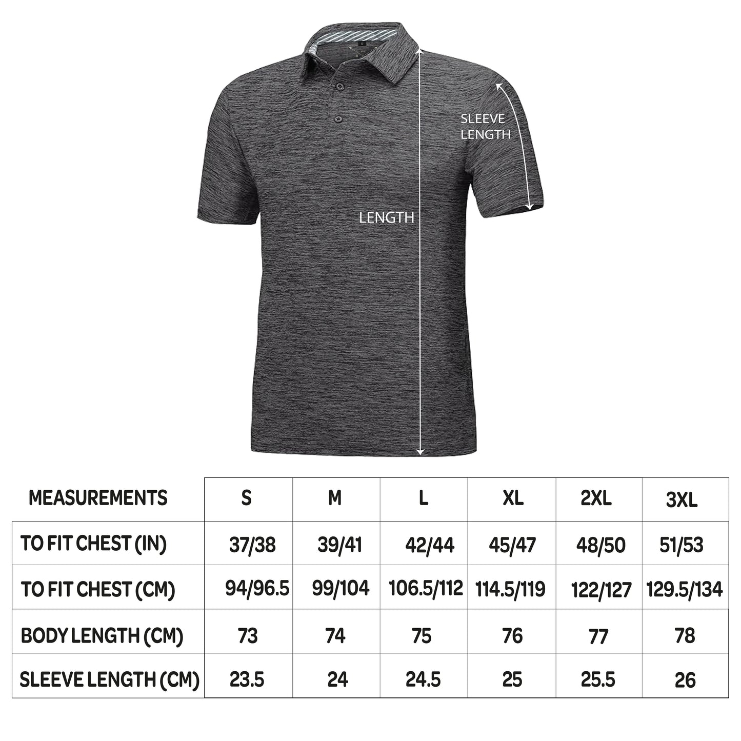 Men's Dry Fit Golf Polo - Black Marl