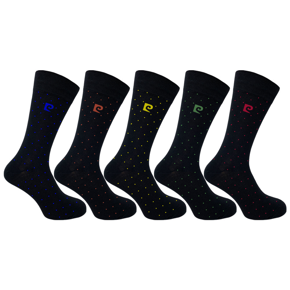 Pierre Cardin 5 Pack Socks - Black Mixed Footbed