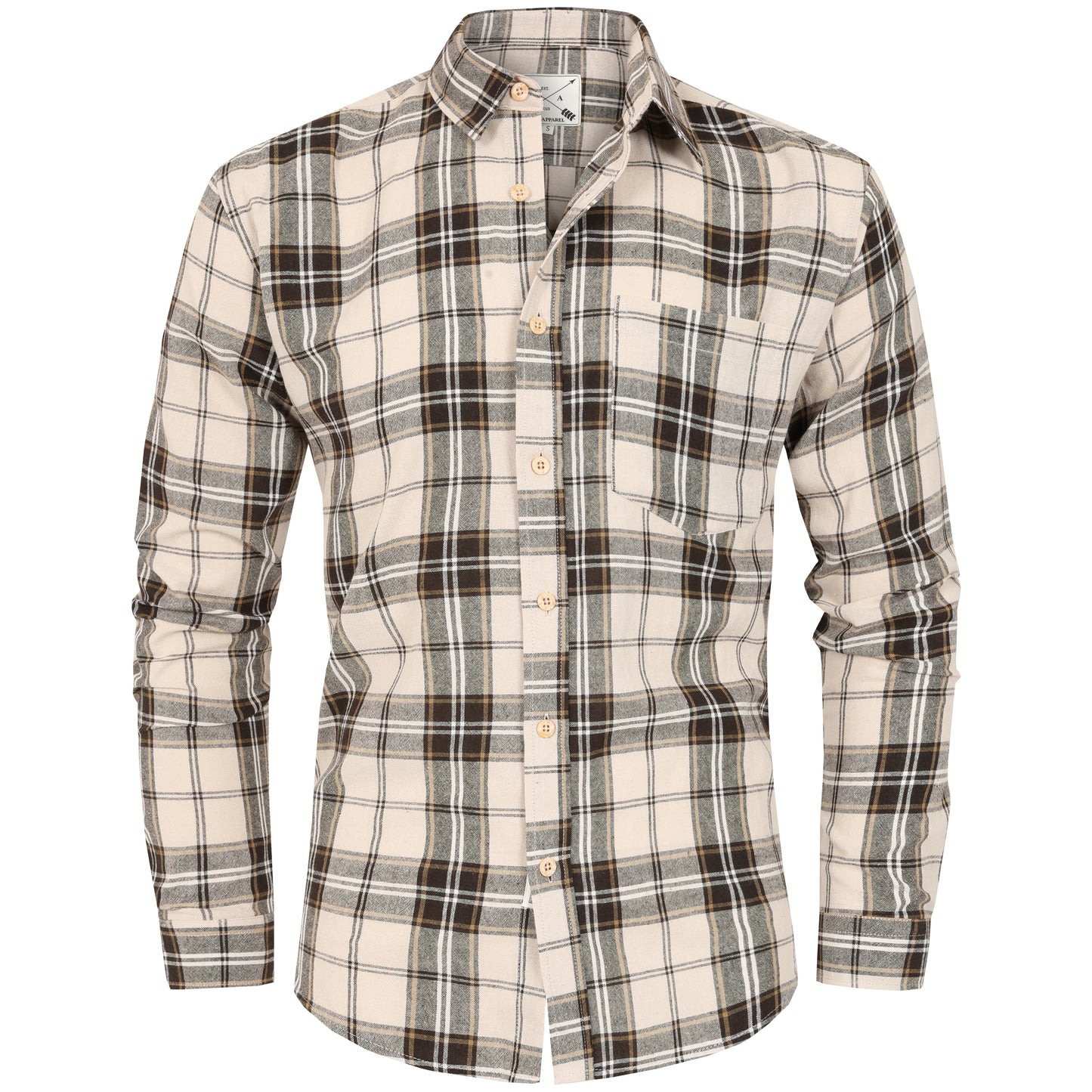 Men's Long Sleeve Checked Cotton Shirt - Black / Red