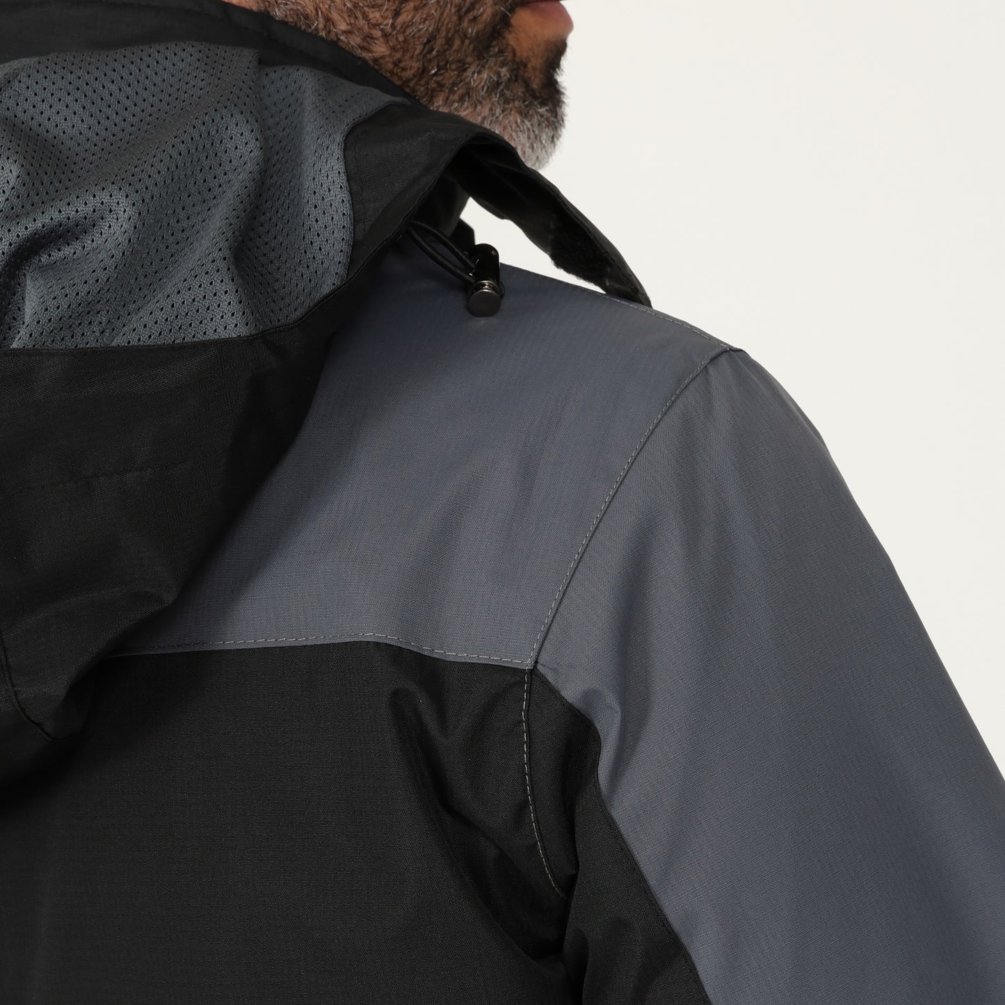 Men's Outdoor Rain Jacket - Black / Grey