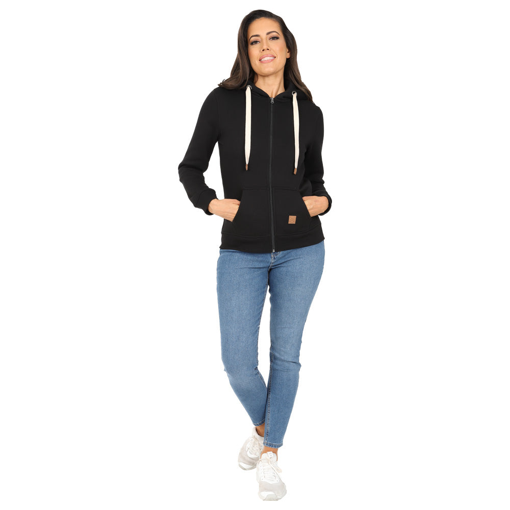 Ladies Fleece Lined Full Zip Hoodie - Black