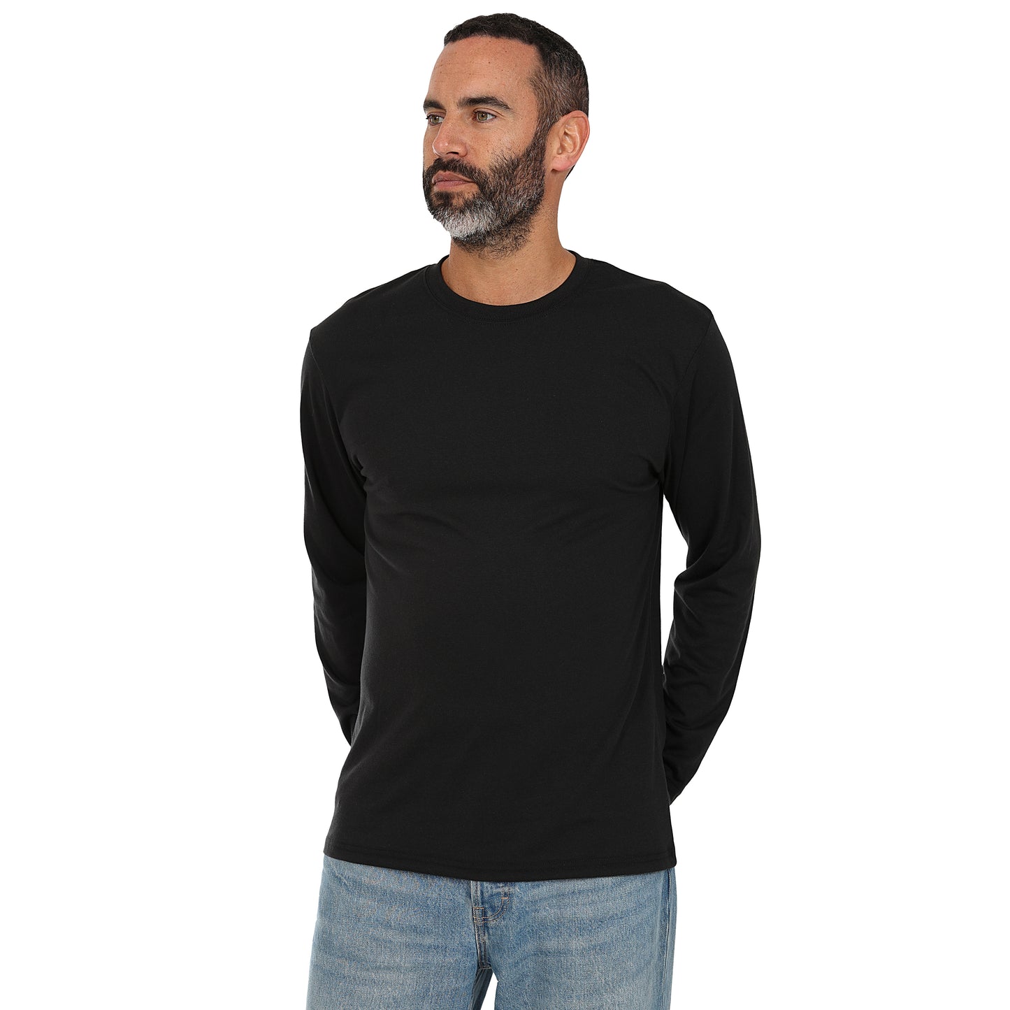 Men's 3 Pack Plain Long Sleeve Crew Neck T-Shirts