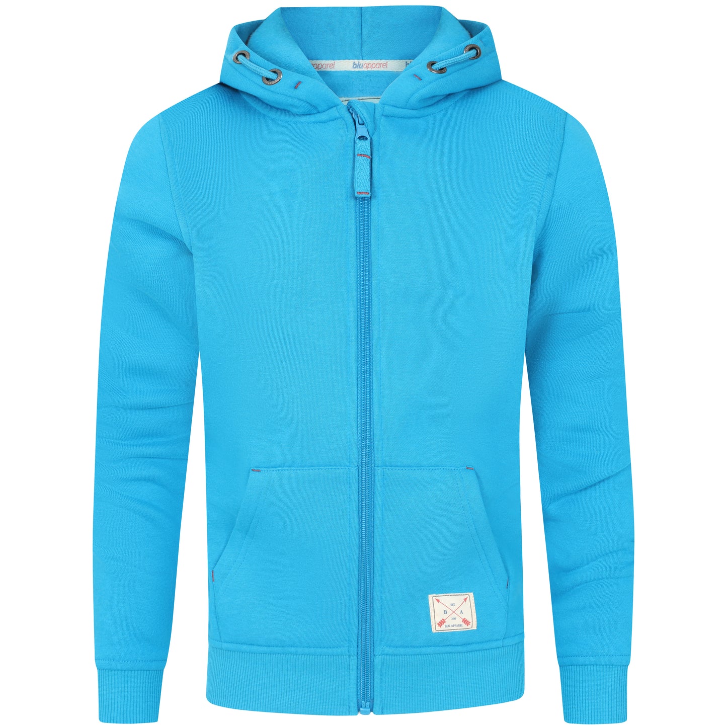 Kids Full Zip Fleece Lined Hoodie - Cobalt