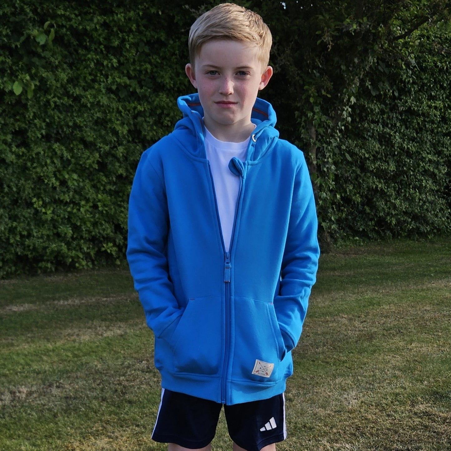 Kids Full Zip Fleece Lined Hoodie - Cobalt