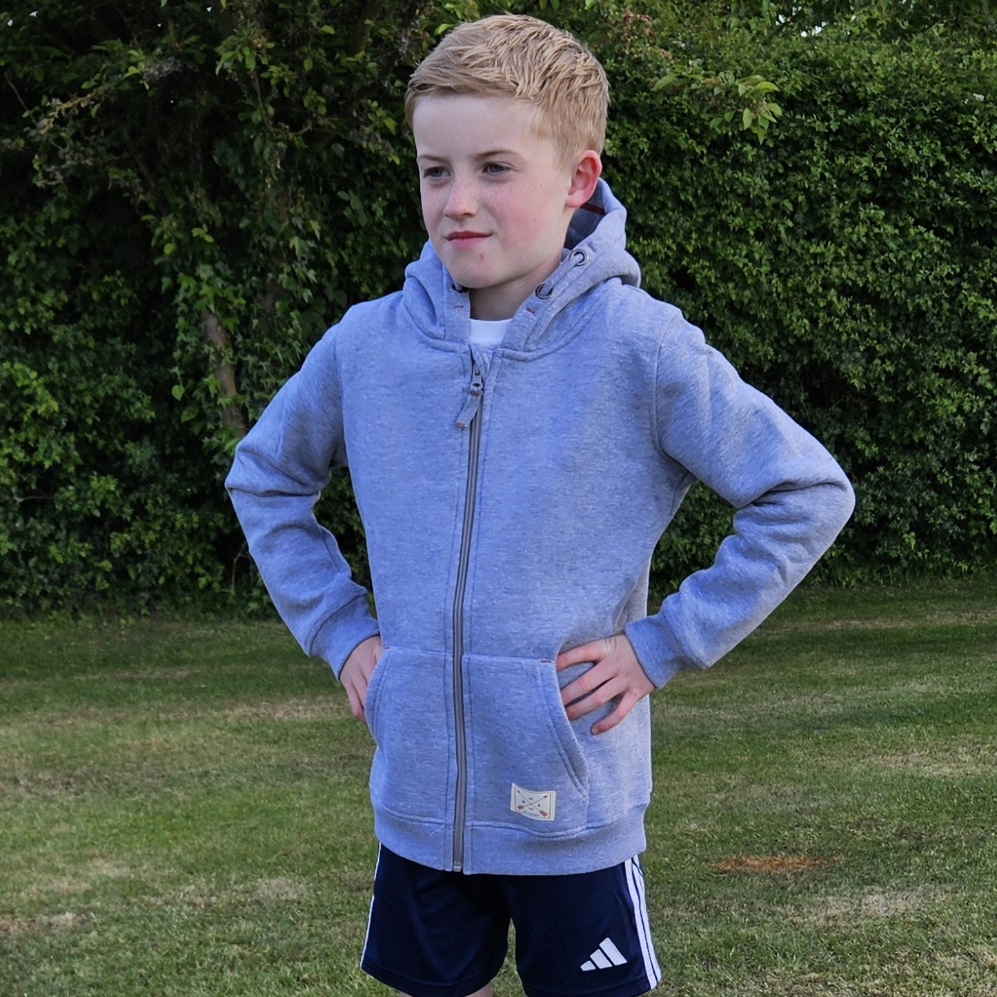Kids Full Zip Fleece Lined Hoodie - Grey