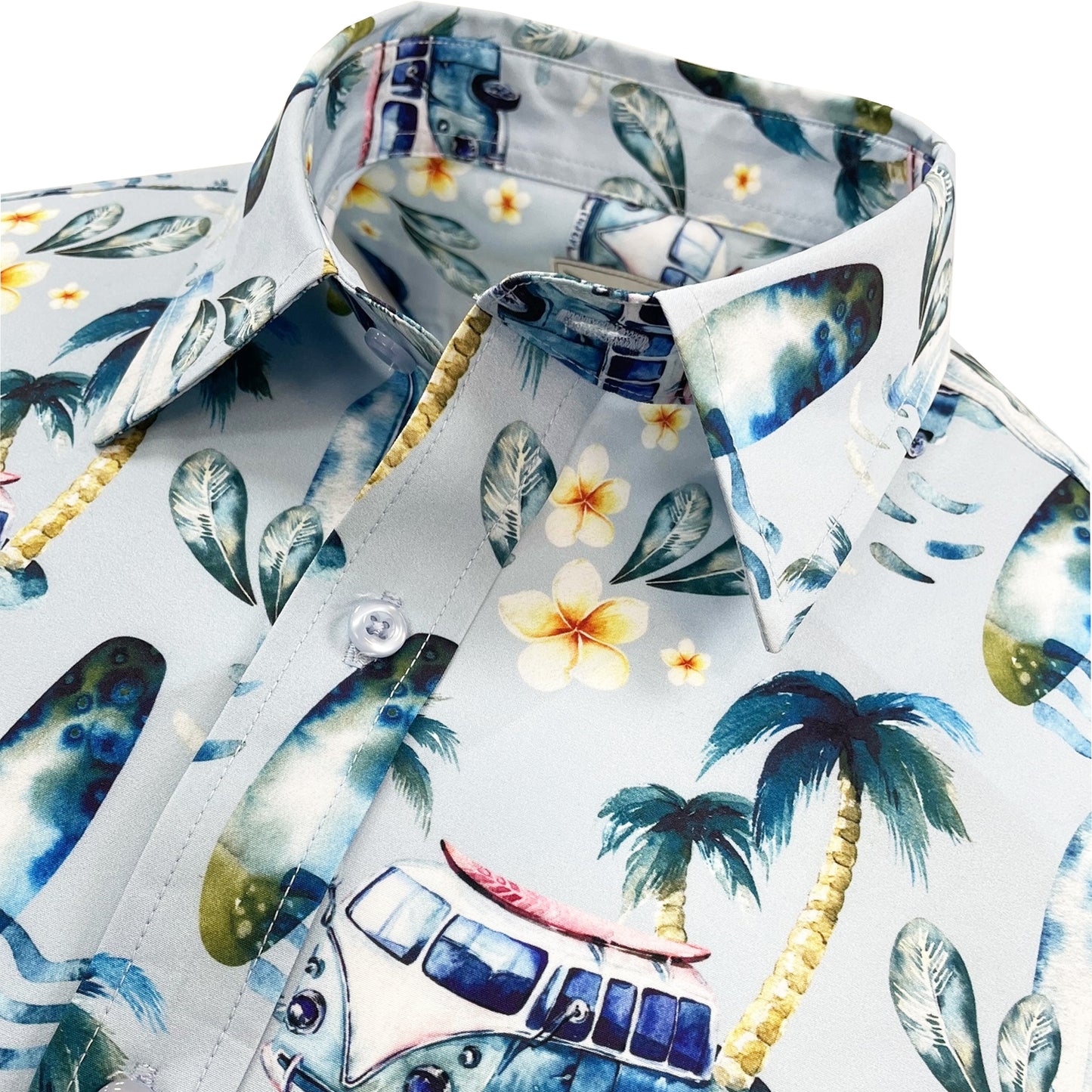 Men's Short Sleeve Hawaiian Shirt - Tropical Leaf