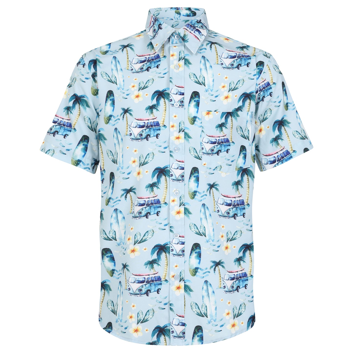 Men's Short Sleeve Hawaiian Shirt - Tropical Leaf