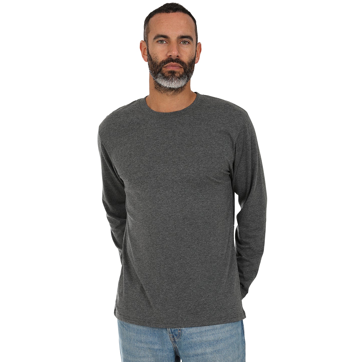 Men's 3 Pack Plain Long Sleeve Crew Neck T-Shirts