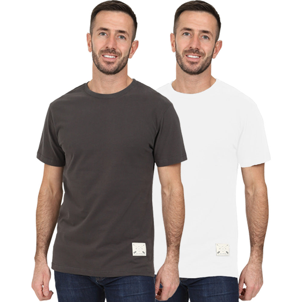 Men's 2 Pack Premium Crew Neck T-Shirts - Charcoal / White