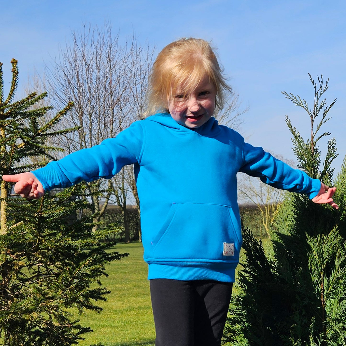 Kids Overhead Fleece Lined Hoodie - Cobalt