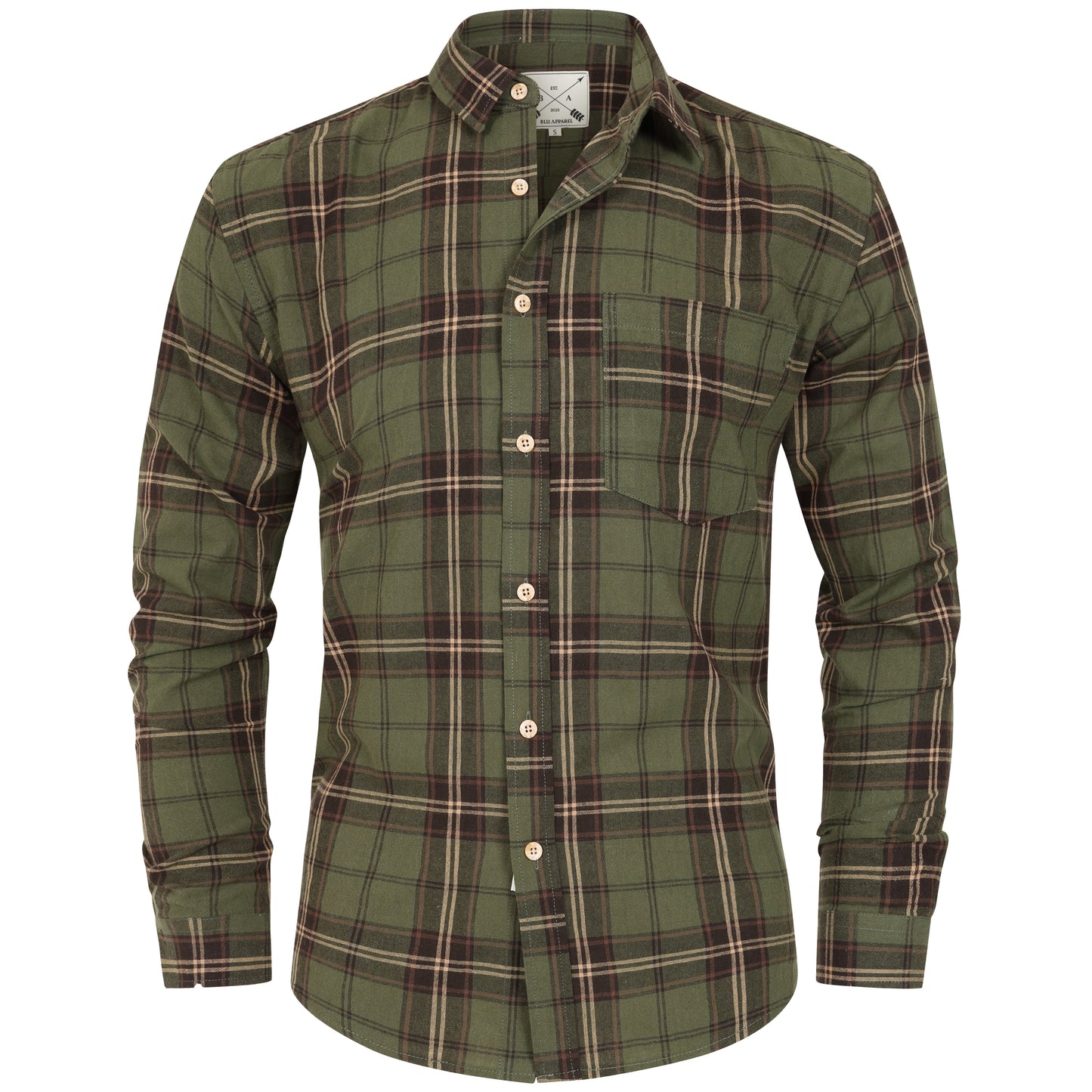 Men's Long Sleeve Checked Cotton Shirt - Black / Red