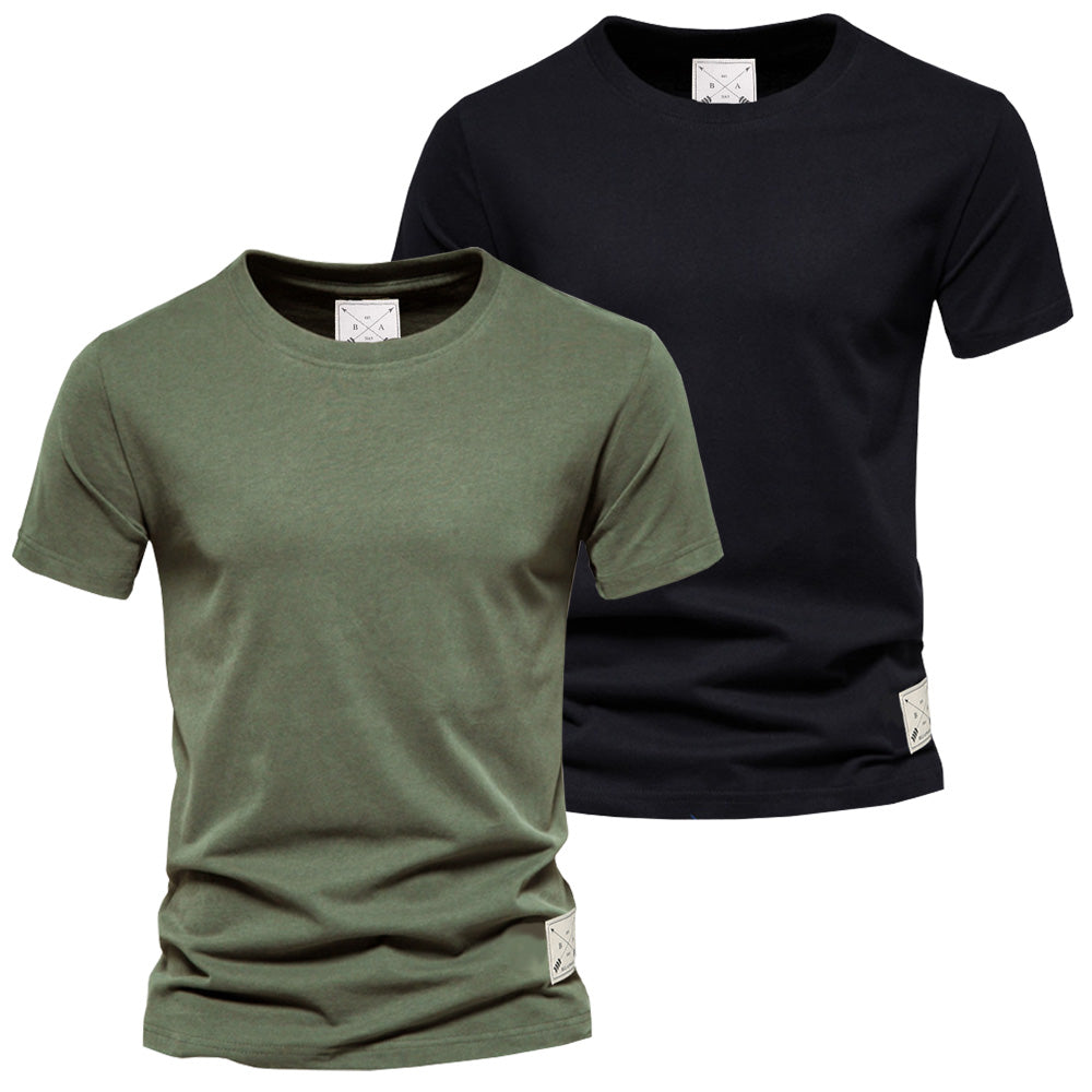 Men's 2 Pack Premium Crew Neck T-Shirts - Black / Grey