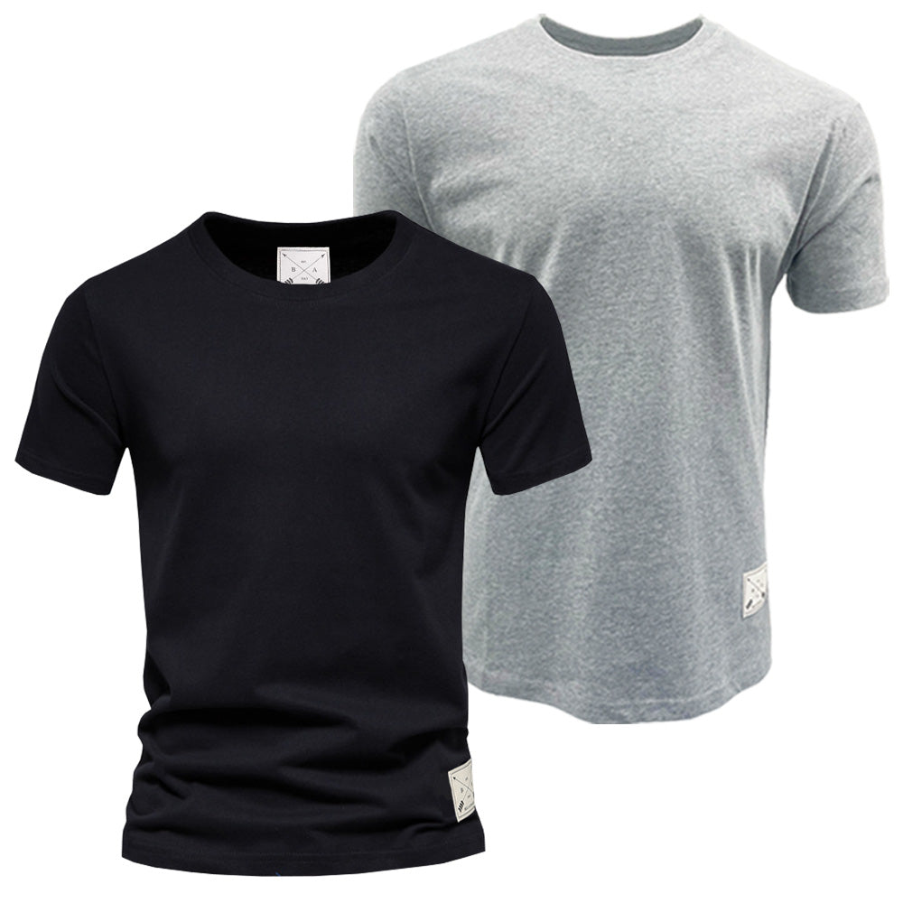 Men's 2 Pack Premium Crew Neck T-Shirts - Black / Grey