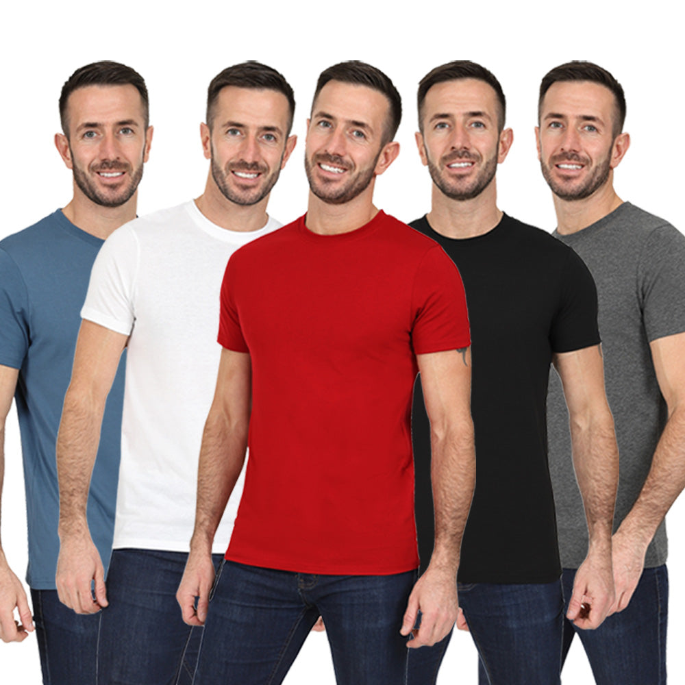 Men's 5 Pack Crew Neck Plain T-Shirt