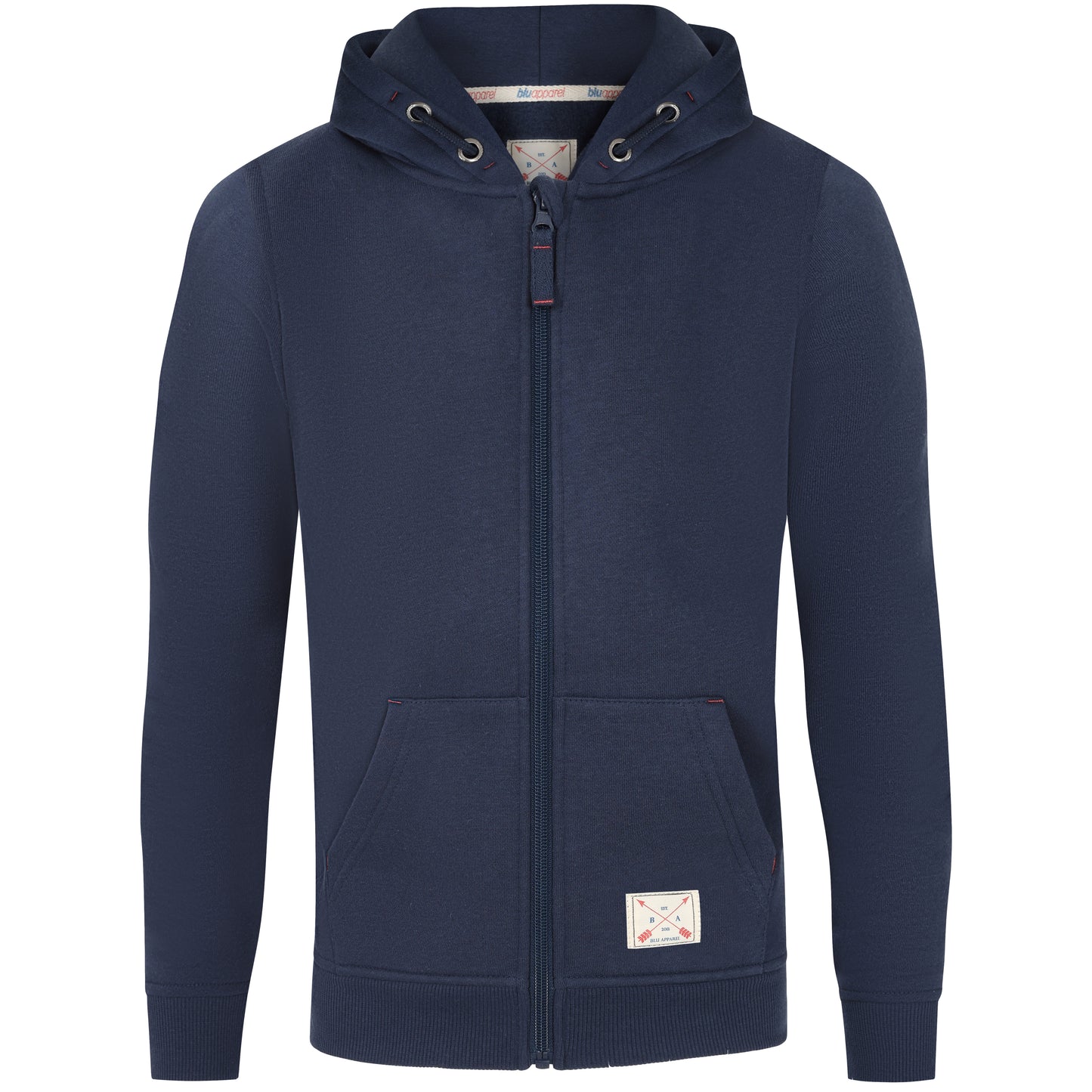 Kids Full Zip Fleece Lined Hoodie - Cobalt