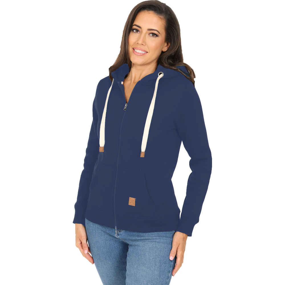 Ladies Fleece Lined Full Zip Hoodie - Navy