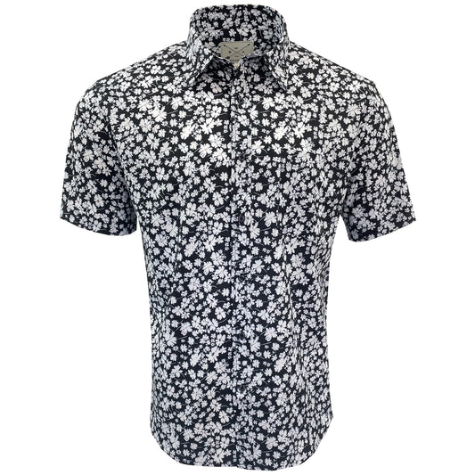 Men's Short Sleeve Hawaiian Shirt - Navy Floral